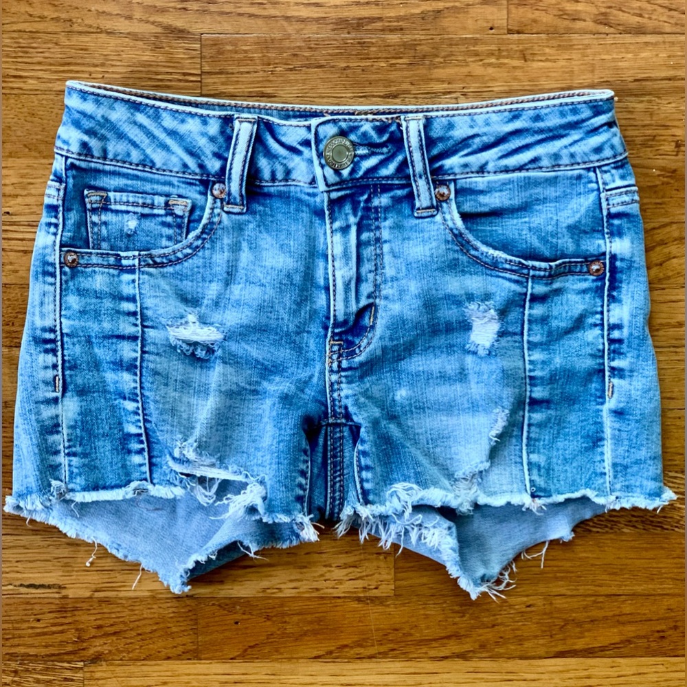 American Eagle Light Blue Midi Shorts